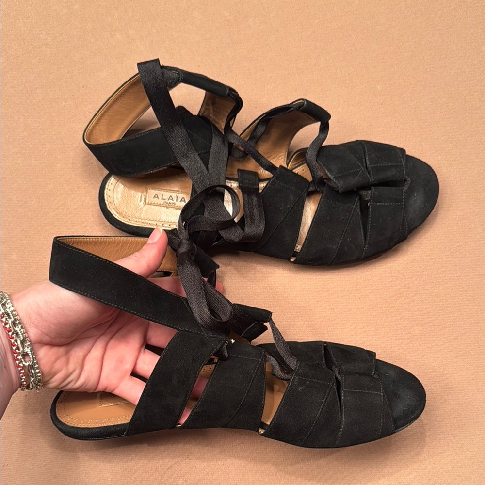 Alaia Black Gladiator Sandals